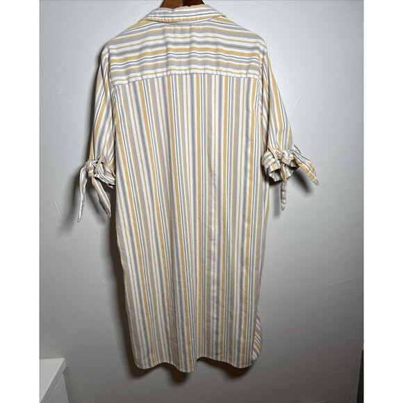 Robert Louis Linen Blend Shirt Dress Yellow Tan Stripes Women's Size 3X - Picture 7 of 11